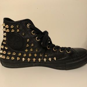Gold Studded Converse High Tops WORN ONCE